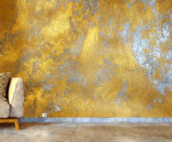 Effektspachtel Stahl, Effektspachtel Gold, metallische Wand