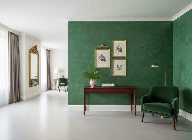 Paterra in gruen Hotelzimmer