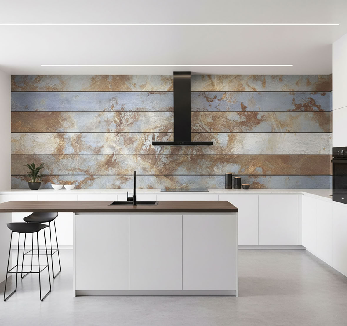 Cortenstahl in Streifen Optik mit Effektspachtel Stahl und Rost