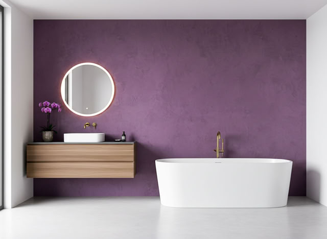 Paterra lila im Badezimmer