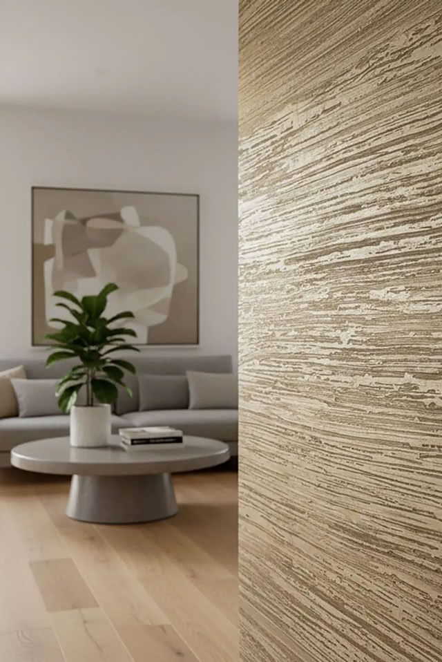 Wand mit W120 Classic mit Streifenstruktur und Platinlasur