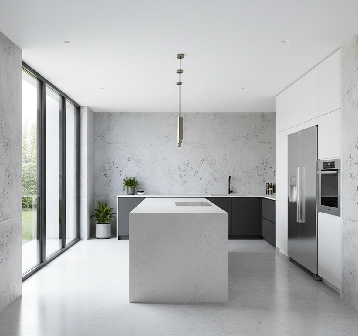 weisse moderne Küche BS 901 Beton Style Küche