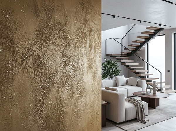 Moderne Inneneinrichtung mit einer Wand in W121 Classic mit Aurum Lasur